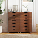 7-Drawer Chest Wooden Storage Dresser with Lockable Wheels by LJGDeals