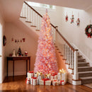 6 FTSnow-flocked Artificial Pink Christmas Tree Pre-lit Hinged Xmas Tree for Holiday Decoration by LJGDeals