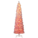 6 FTSnow-flocked Artificial Pink Christmas Tree Pre-lit Hinged Xmas Tree for Holiday Decoration by DirectDeals