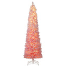 6 FTSnow-flocked Artificial Pink Christmas Tree Pre-lit Hinged Xmas Tree for Holiday Decoration by LJGDeals