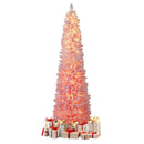 6 FTSnow-flocked Artificial Pink Christmas Tree Pre-lit Hinged Xmas Tree for Holiday Decoration by DirectDeals