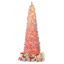 6 FTSnow-flocked Artificial Pink Christmas Tree Pre-lit Hinged Xmas Tree for Holiday Decoration by LJGDeals