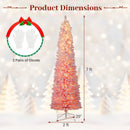 6 FTSnow-flocked Artificial Pink Christmas Tree Pre-lit Hinged Xmas Tree for Holiday Decoration by LJGDeals