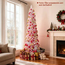 6 FTSnow-flocked Artificial Pink Christmas Tree Pre-lit Hinged Xmas Tree for Holiday Decoration by LJGDeals