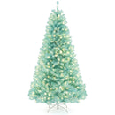 6/7 FT Blue Artificial Christmas Tree with 280/380 Warm White LED Lights and Foldable Metal Stand by LJGDeals