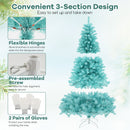 6/7 FT Blue Artificial Christmas Tree with 280/380 Warm White LED Lights and Foldable Metal Stand-7 ft