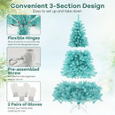 6/7 FT Blue Artificial Christmas Tree with 280/380 Warm White LED Lights and Foldable Metal Stand by LJGDeals