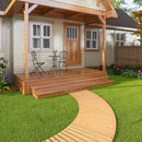 7 FT Wooden Garden Pathway Roll Out Curved Fir Wood Walkway with Anti-slip Surface-Natural by LJGDeals