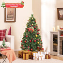 5/6/7 Feet Artificial Christmas Tree with Red Berries and Kerosene Lamps by DirectDeals