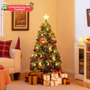 5/6/7 Feet Artificial Christmas Tree with Red Berries and Kerosene Lamps by LJGDeals