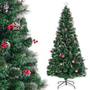 5/6/7 Feet Artificial Christmas Tree with Red Berries and Kerosene Lamps by DirectDeals