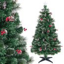 5/6/7 Feet Artificial Christmas Tree with Red Berries and Kerosene Lamps by DirectDeals