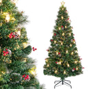 5/6/7 Feet Artificial Christmas Tree with Red Berries and Kerosene Lamps by LJGDeals