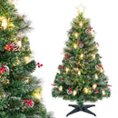 5/6/7 Feet Artificial Christmas Tree with Red Berries and Kerosene Lamps by DirectDeals