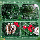5/6/7 Feet Artificial Christmas Tree with Red Berries and Kerosene Lamps by LJGDeals