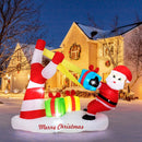 7 Feet Christmas Inflatables Santa with Slingshot and Built-in LED Lights Outdoor Decoration by LJGDeals
