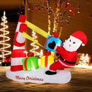 7 Feet Christmas Inflatables Santa with Slingshot and Built-in LED Lights Outdoor Decoration by LJGDeals