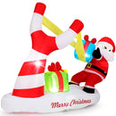 7 Feet Christmas Inflatables Santa with Slingshot and Built-in LED Lights Outdoor Decoration by LJGDeals