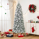 7 Feet Flocked Christmas Tree with Pine Needles and LED Lights by LJGDeals