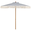 7 Feet Patio Umbrella with Fringe Sun-Protective Beach Umbrella with Boho Tassel by DirectDeals