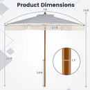 7 Feet Patio Umbrella with Fringe Sun-Protective Beach Umbrella with Boho Tassel by LJGDeals