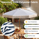 7 Feet Patio Umbrella with Fringe Sun-Protective Beach Umbrella with Boho Tassel by DirectDeals