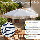 7 Feet Patio Umbrella with Fringe Sun-Protective Beach Umbrella with Boho Tassel by LJGDeals