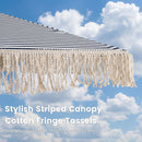 7 Feet Patio Umbrella with Fringe Sun-Protective Beach Umbrella with Boho Tassel by DirectDeals