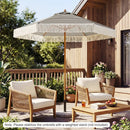 7 Feet Patio Umbrella with Fringe Sun-Protective Beach Umbrella with Boho Tassel by DirectDeals
