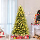 7 Feet Pre-Lit Artificial Christmas Tree Hinged Faux Xmas Tree with Soft Branch Tips by LJGDeals