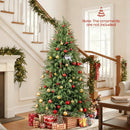 7 Feet Pre-Lit Artificial Christmas Tree Hinged Faux Xmas Tree with Soft Branch Tips by LJGDeals