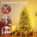 7 Feet Pre-Lit Artificial Christmas Tree Hinged Faux Xmas Tree with Soft Branch Tips by LJGDeals