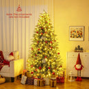 7 Feet Pre-Lit Artificial Christmas Tree Hinged Faux Xmas Tree with Soft Branch Tips by LJGDeals