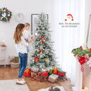 7 Feet Snow-flocked Artificial Christmas Tree Pre-lit Hinged Xmas Tree with Warm White LED Lights by LJGDeals