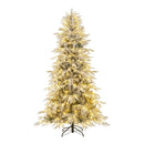 7 Feet Snow-flocked Artificial Christmas Tree Pre-lit Hinged Xmas Tree with Warm White LED Lights by LJGDeals