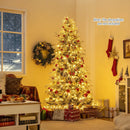 7 Feet Snow-flocked Artificial Christmas Tree Pre-lit Hinged Xmas Tree with Warm White LED Lights by LJGDeals