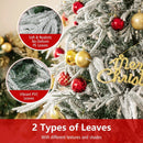 7 Feet Snow-flocked Artificial Christmas Tree Pre-lit Hinged Xmas Tree with Warm White LED Lights by LJGDeals
