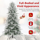 7 Feet Snow-flocked Artificial Christmas Tree Pre-lit Hinged Xmas Tree with Warm White LED Lights by LJGDeals