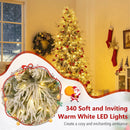 7 Feet Snow-flocked Artificial Christmas Tree Pre-lit Hinged Xmas Tree with Warm White LED Lights by LJGDeals