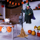 7 Feet Witch on Broom Halloween Animatronic with LED Lights by LJGDeals