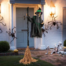 7 Feet Witch on Broom Halloween Animatronic with LED Lights by LJGDeals