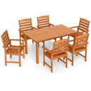 7 Pcs Outdoor Dining Set Teak Oil Finish Slatted Rectangular Dining Table and 6 Armchairs by LJGDeals