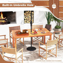 7 Pcs Outdoor Dining Set Teak Oil Finish Slatted Rectangular Dining Table and 6 Armchairs by LJGDeals