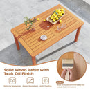 7 Pcs Outdoor Dining Set Teak Oil Finish Slatted Rectangular Dining Table and 6 Armchairs by LJGDeals