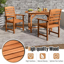 7 Pcs Outdoor Dining Set Teak Oil Finish Slatted Rectangular Dining Table and 6 Armchairs by LJGDeals