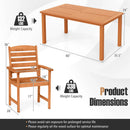 7 Pcs Outdoor Dining Set Teak Oil Finish Slatted Rectangular Dining Table and 6 Armchairs by LJGDeals