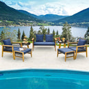 7 Piece Outdoor Conversation Set with Stable Acacia Wood Frame Cozy Seat & Back Cushions-Navy by LJGDeals