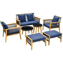 7 Piece Outdoor Conversation Set with Stable Acacia Wood Frame Cozy Seat & Back Cushions-Navy by LJGDeals