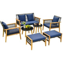 7 Piece Outdoor Conversation Set with Stable Acacia Wood Frame Cozy Seat & Back Cushions-Navy by LJGDeals