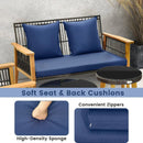 7 Piece Outdoor Conversation Set with Stable Acacia Wood Frame Cozy Seat & Back Cushions-Navy by LJGDeals